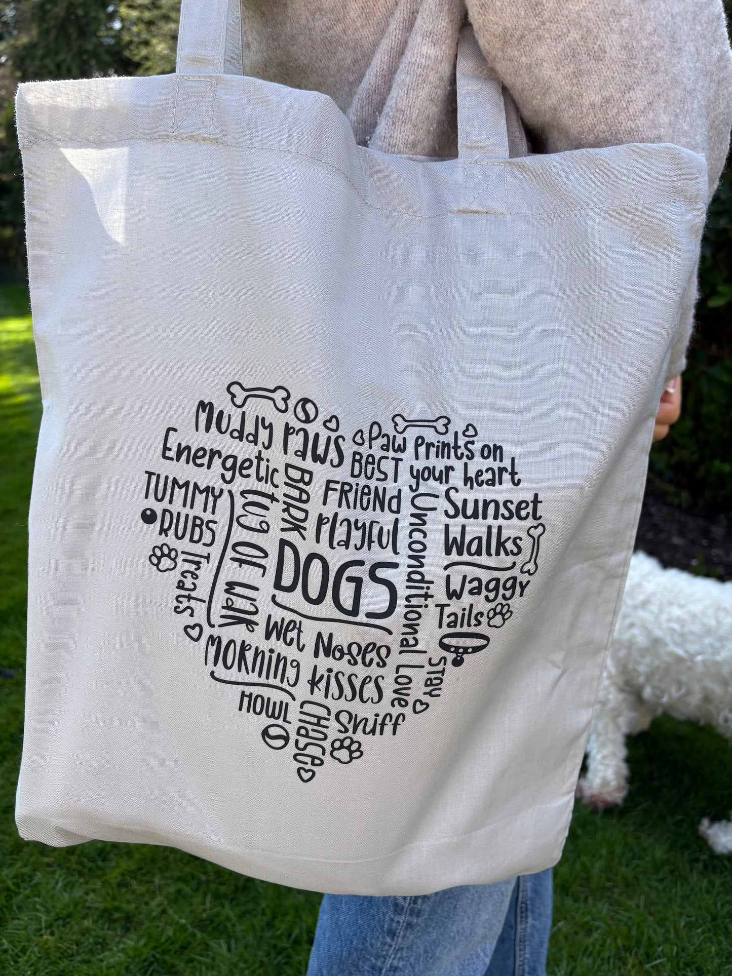 Grey Heart Design Tote Bag