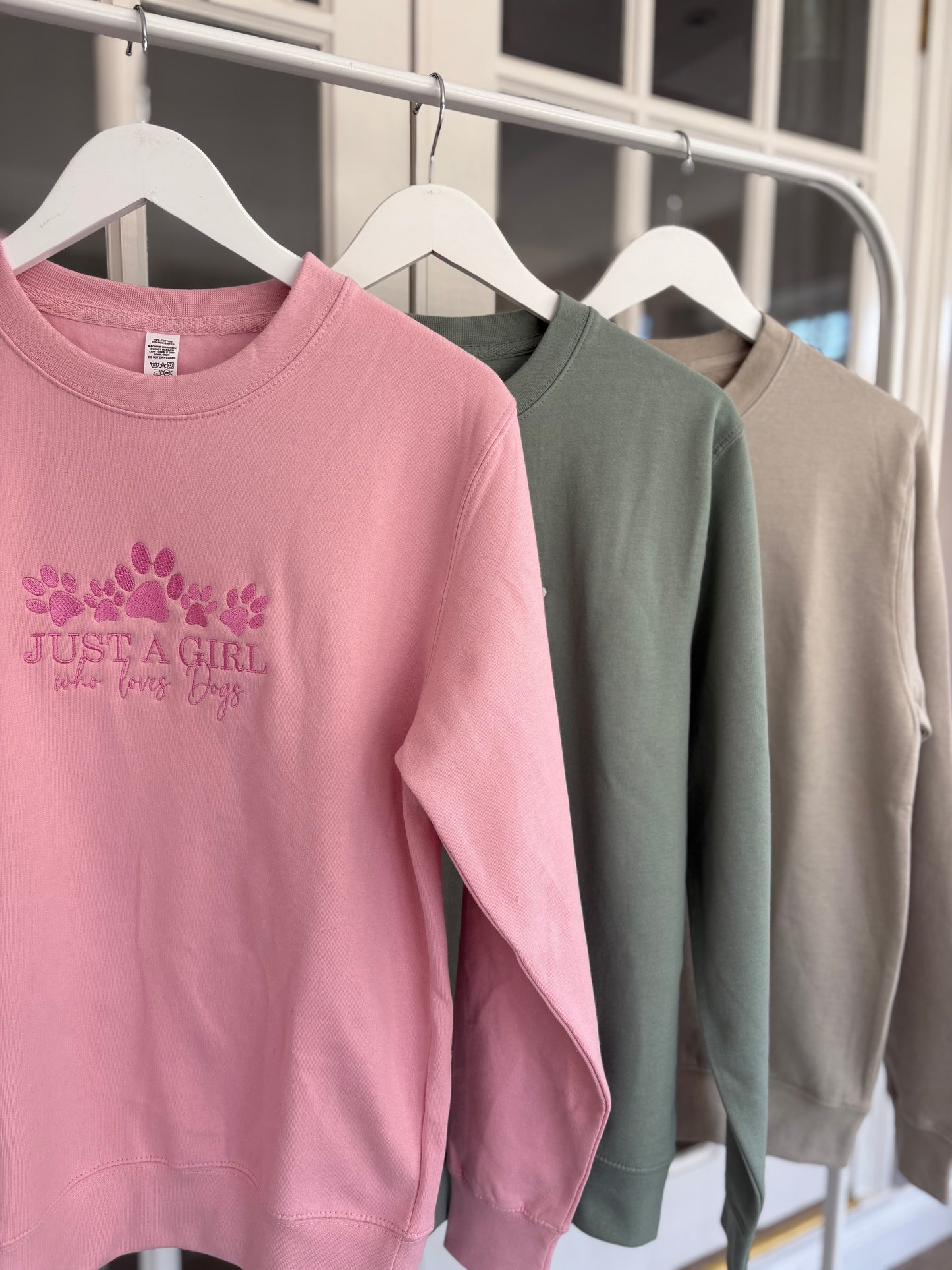 Baby Pink Just A Girl Embroidered Jumper
