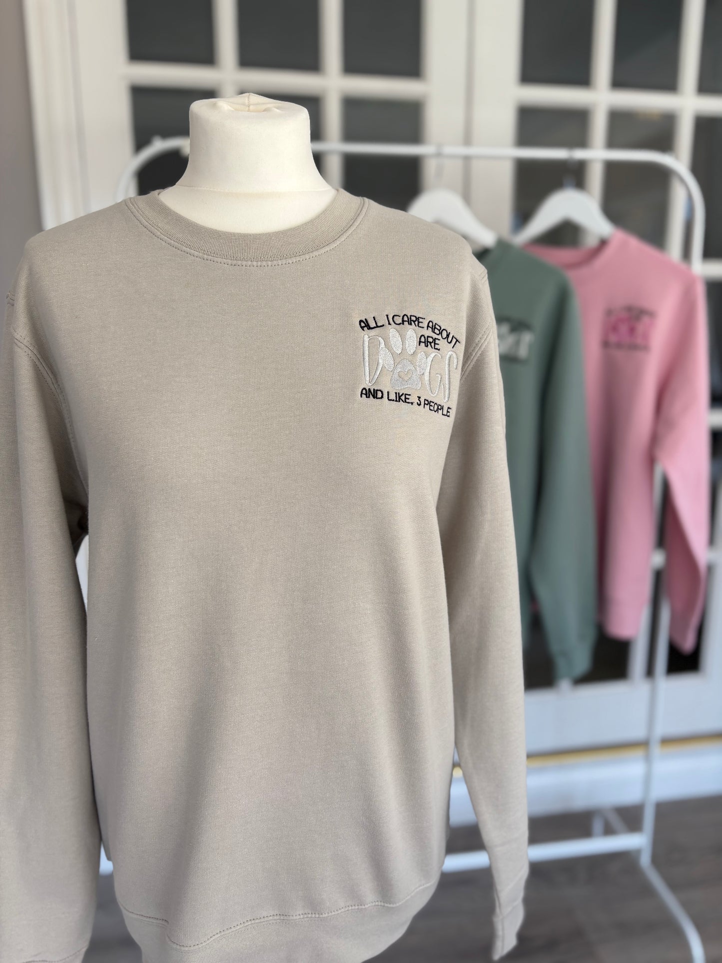 Natural Stone "All I Care About Are Dogs" Embroidered Jumper