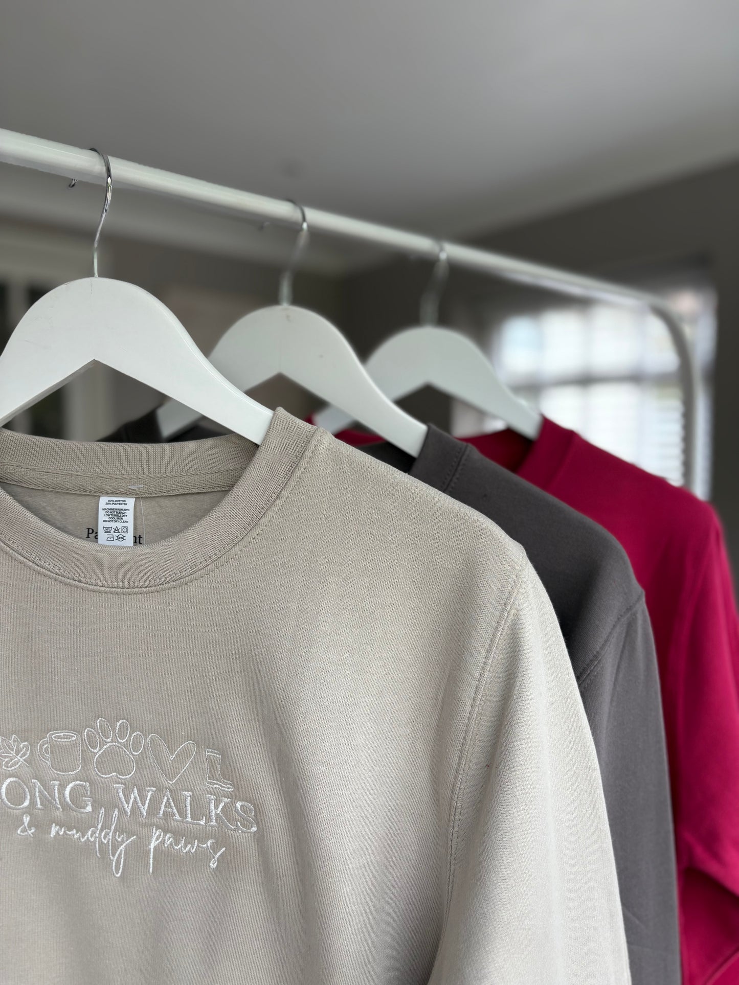 Natural Stone Long Walks & Muddy Paws Embroidered Jumper