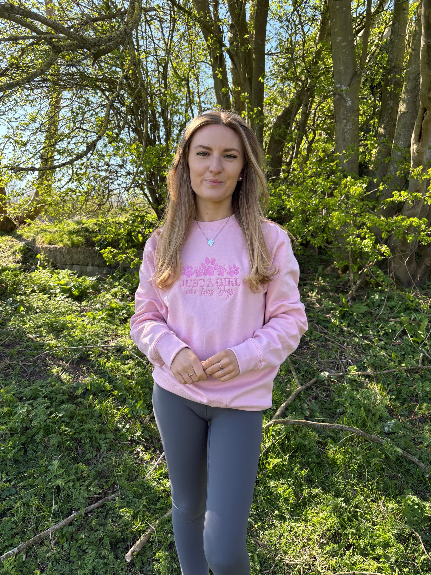 Baby Pink Just A Girl Embroidered Jumper