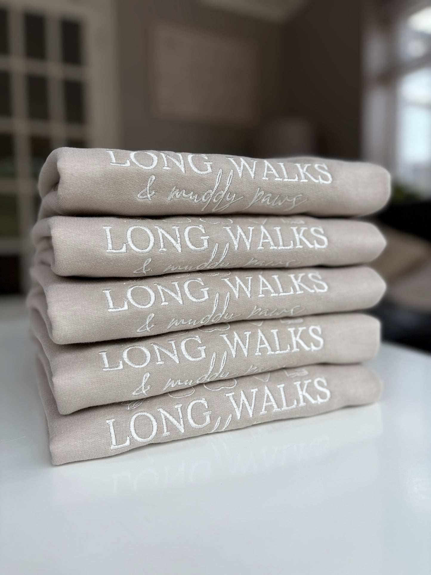 Natural Stone Long Walks & Muddy Paws Embroidered Jumper