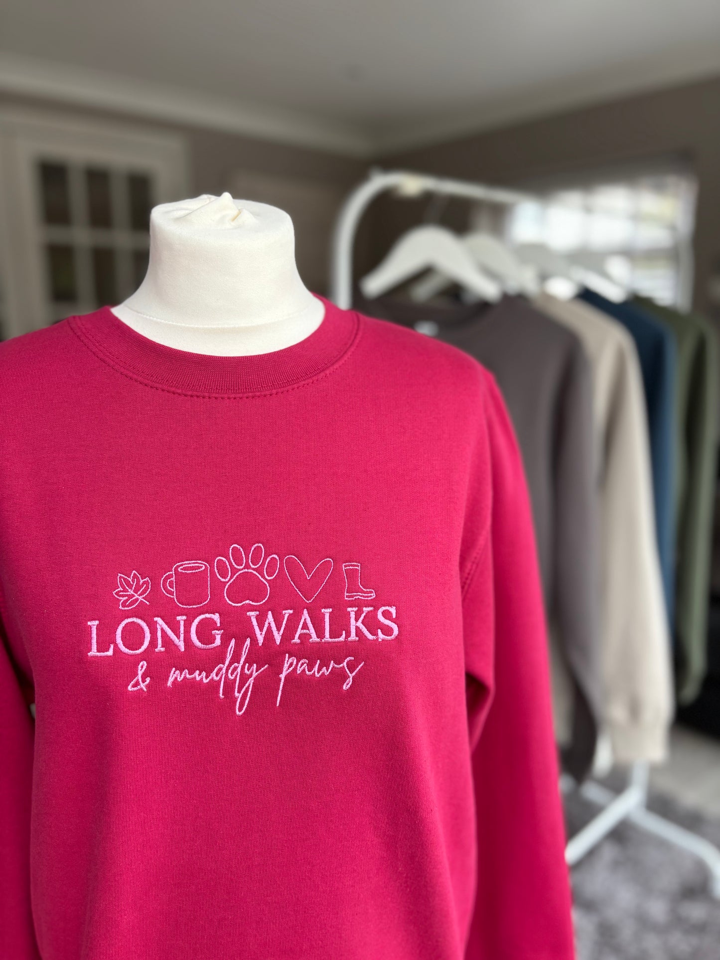 Cranberry Long Walks & Muddy Paws Embroidered Jumper