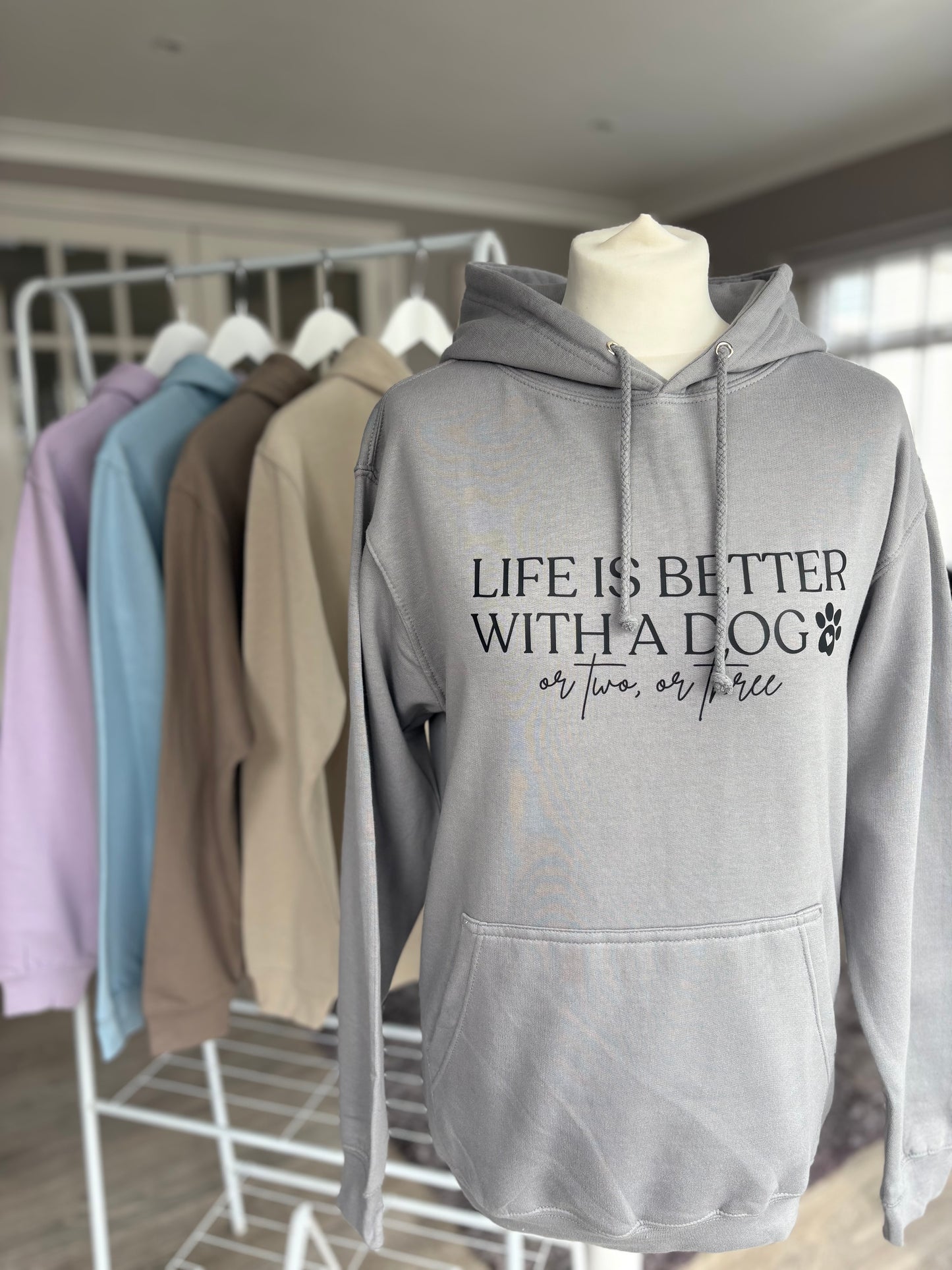 Moondust Grey Life is Better With A Dog Printed Hoodie