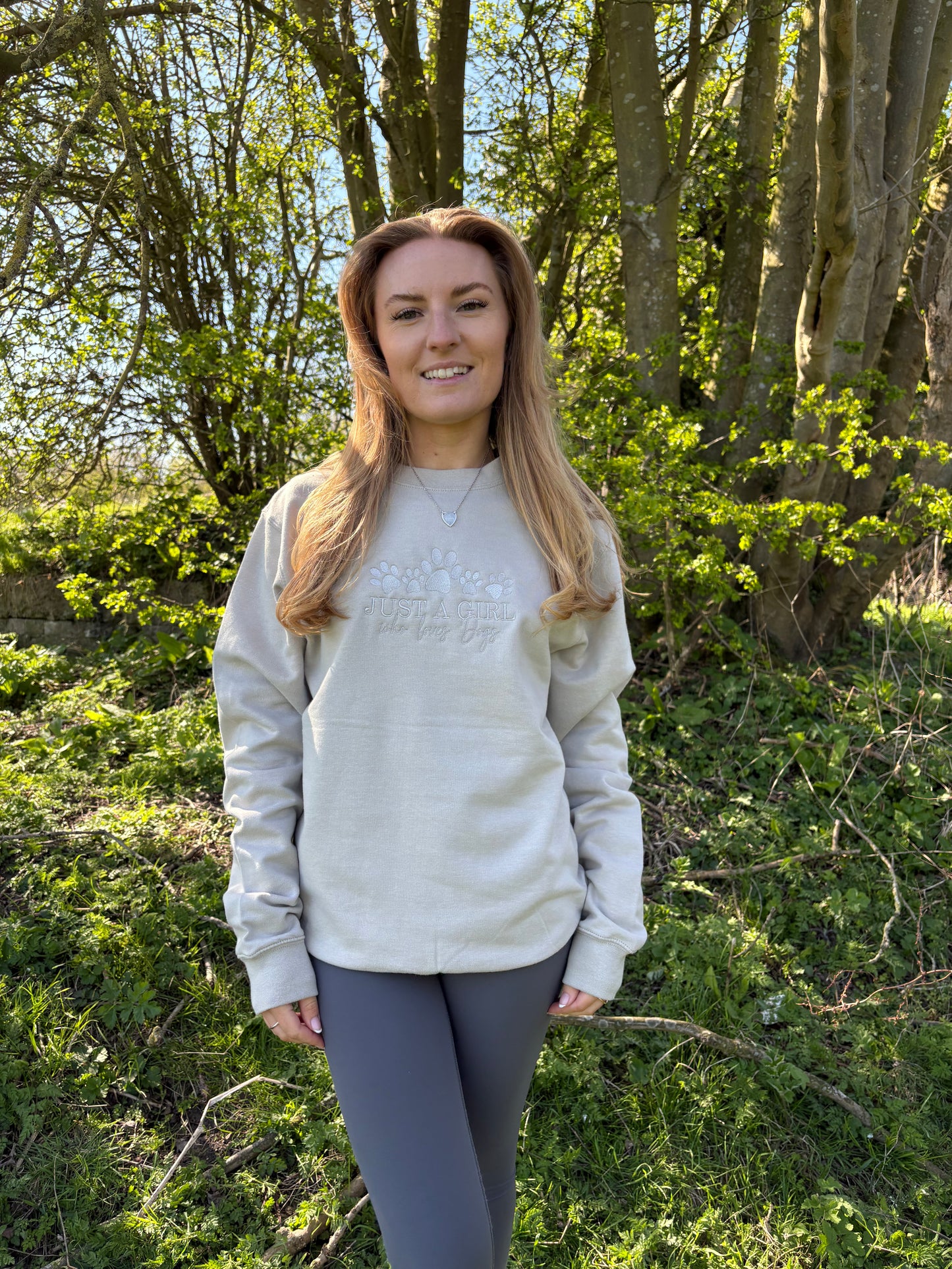 Natural Stone “Just A Girl” Embroidered Jumper