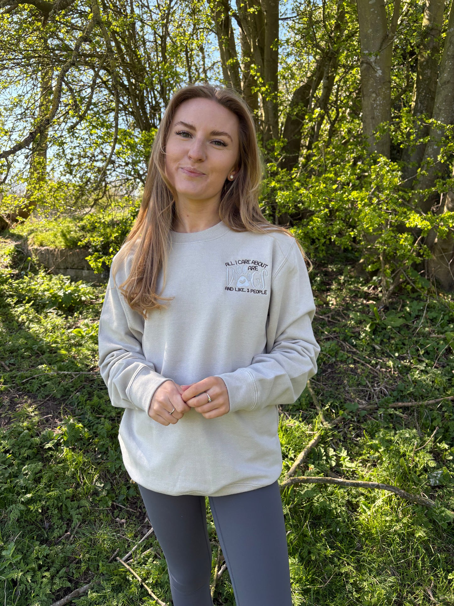 Natural Stone "All I Care About Are Dogs" Embroidered Jumper