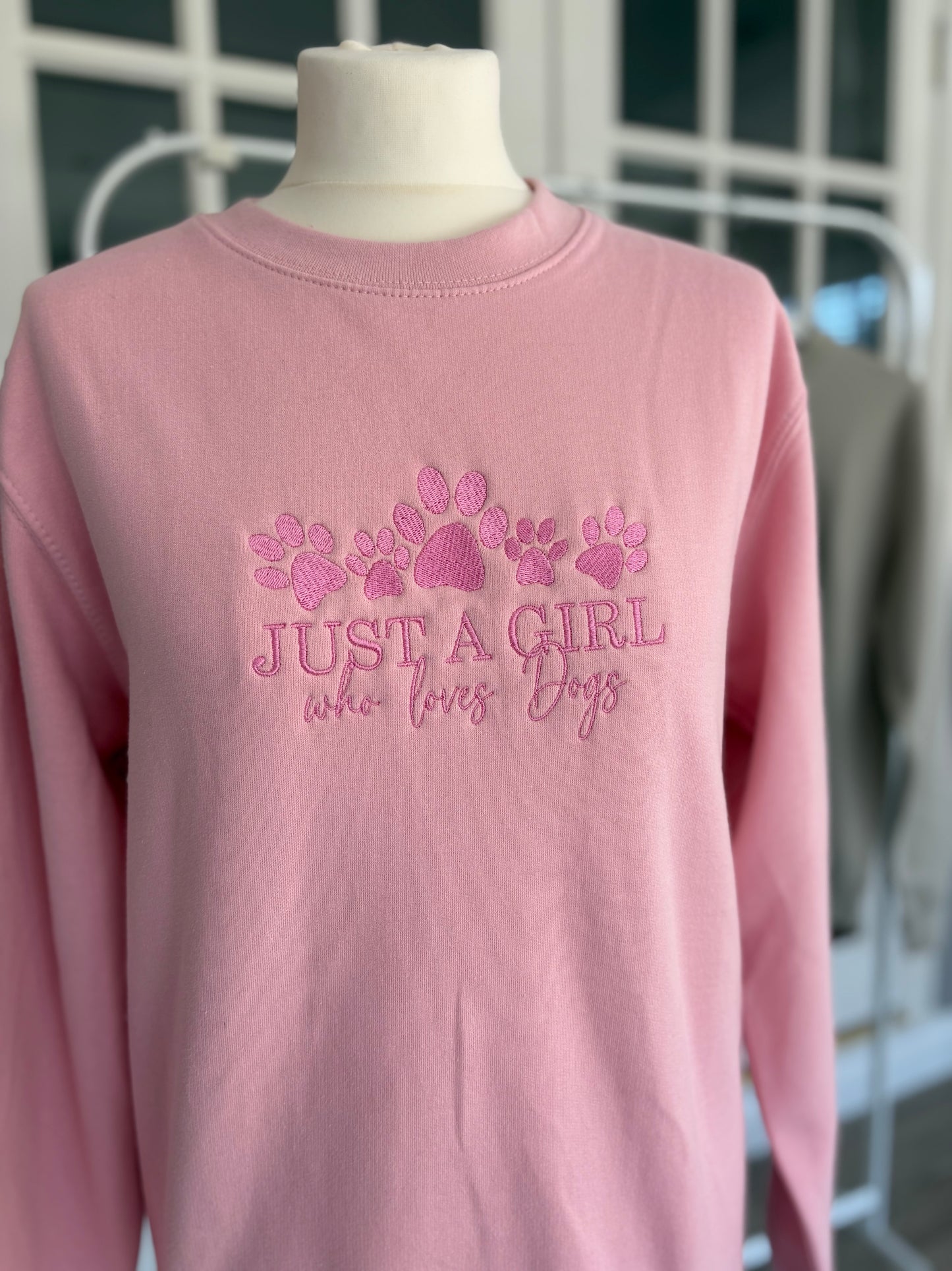 Baby Pink Just A Girl Embroidered Jumper