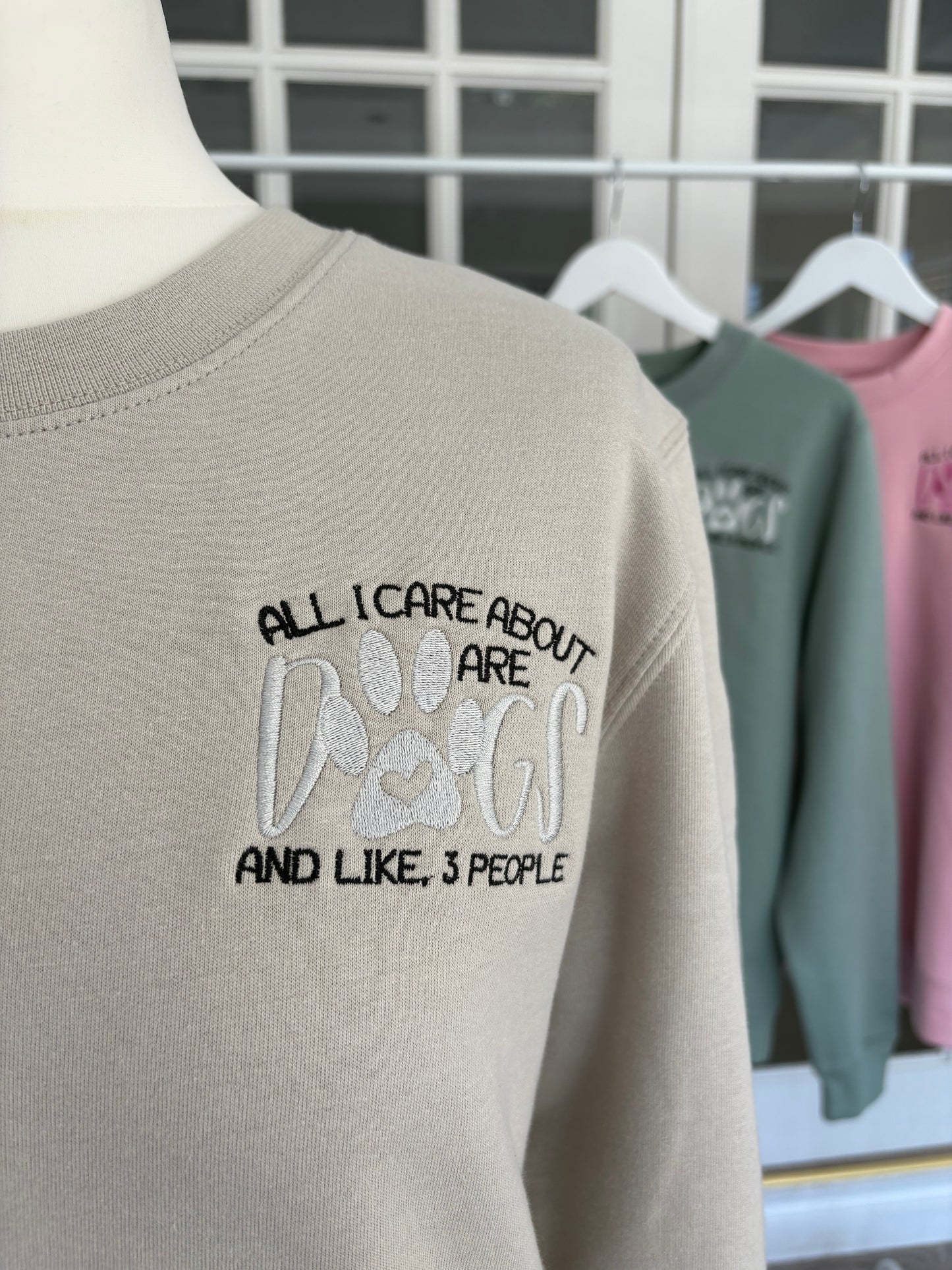 Natural Stone "All I Care About Are Dogs" Embroidered Jumper