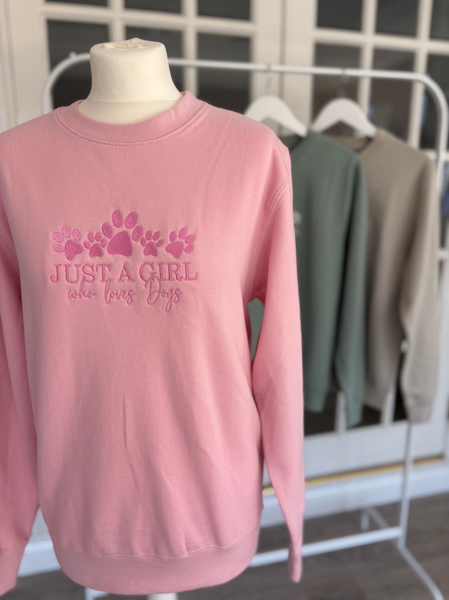Baby Pink Just A Girl Embroidered Jumper