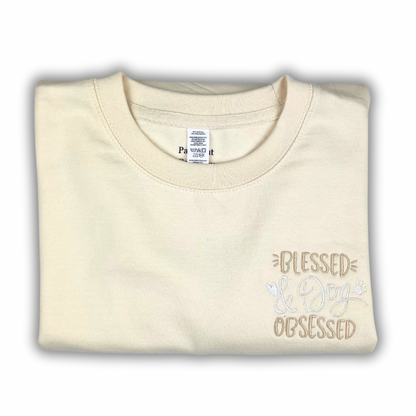 Vanilla Blessed & Dog Obsessed Embroidered Jumper