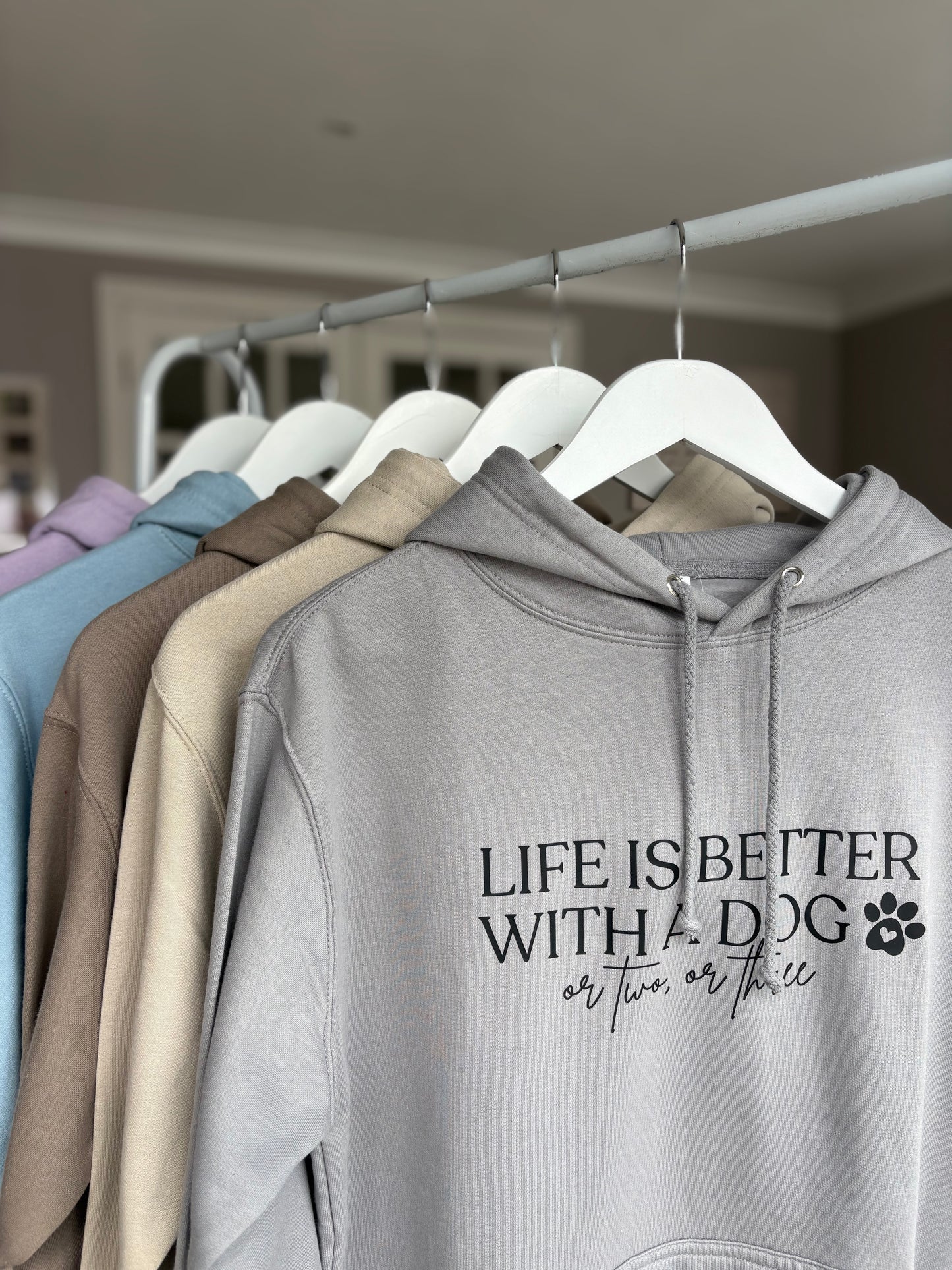 Moondust Grey Life is Better With A Dog Printed Hoodie