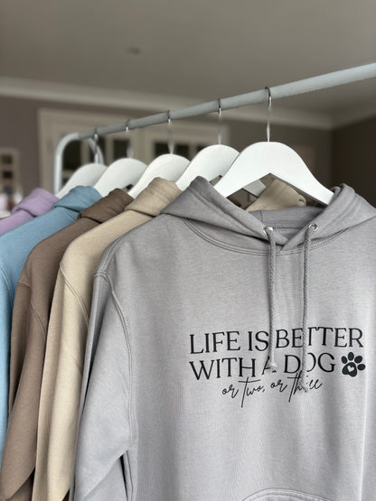 Moondust Grey Life is Better With A Dog Printed Hoodie