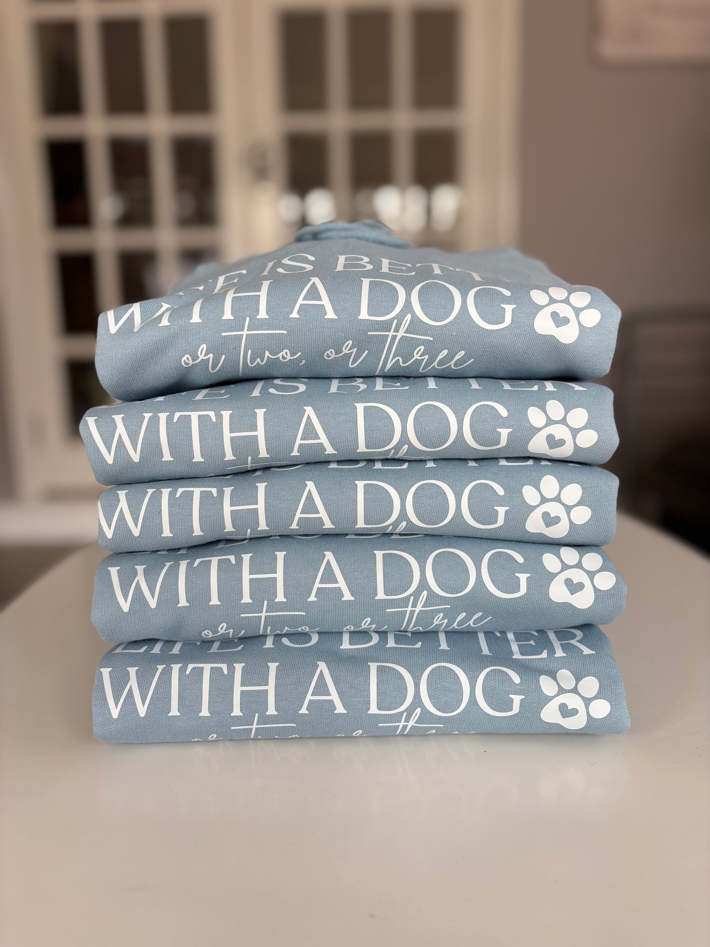 Sky Blue Life is Better With A Dog Printed Hoodie