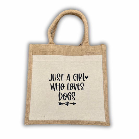 Just A Girl Who Loves Dogs Small Jute Bag