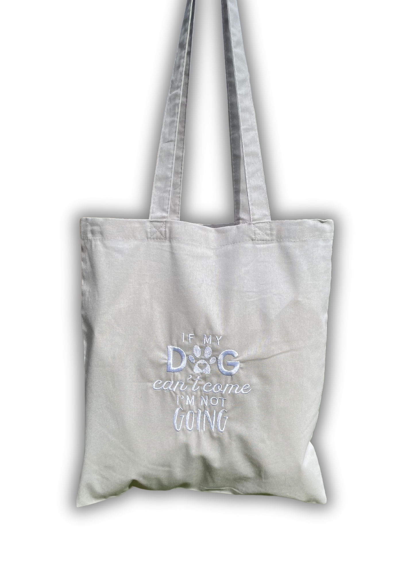 Grey Embroidered Tote Bag