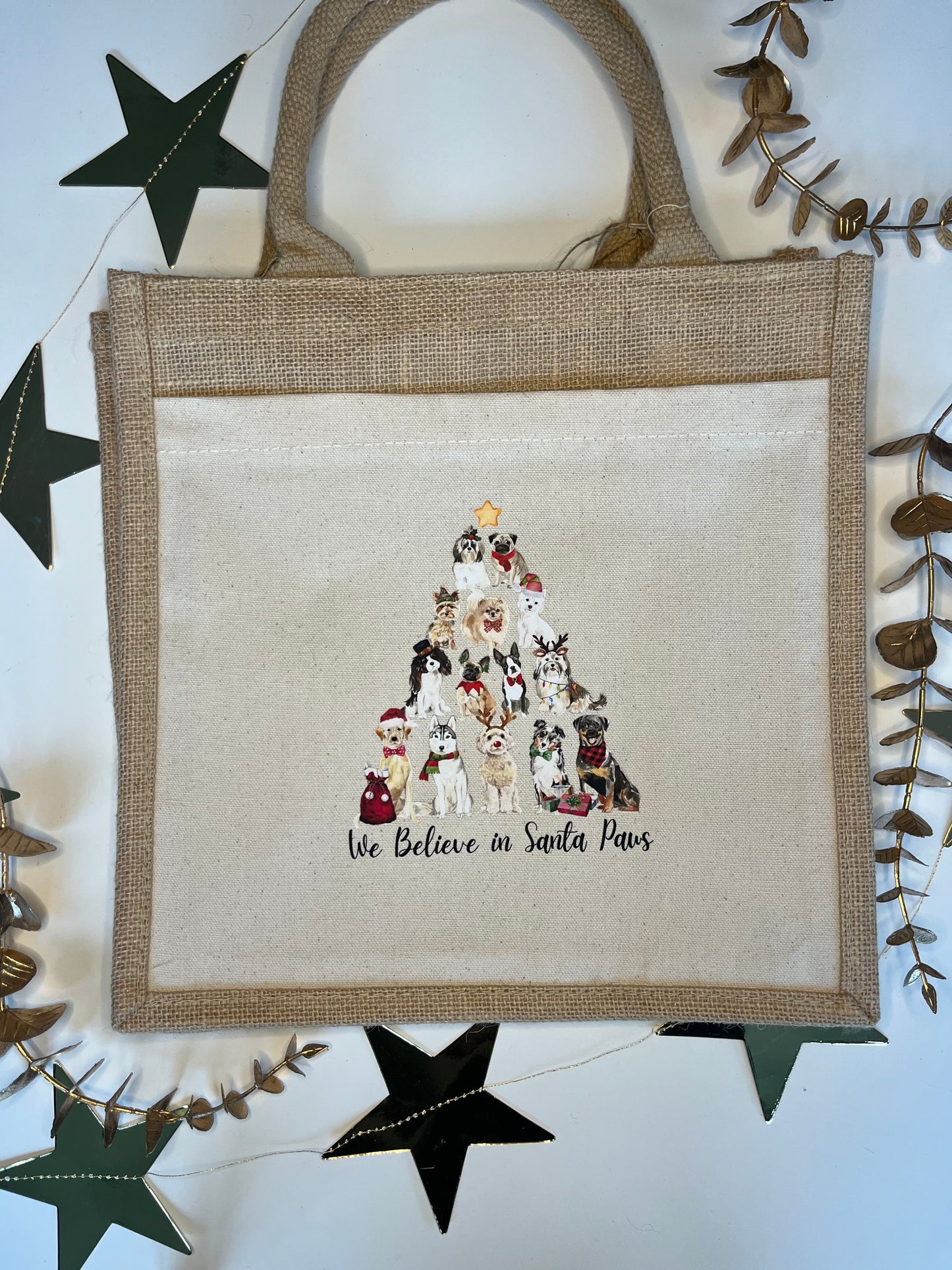 Christmas Dogs Jute Bag