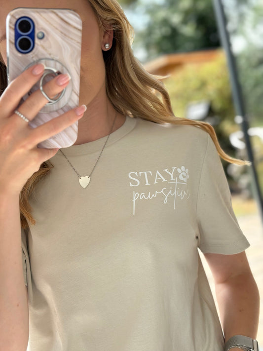 Stay Pawsitive Printed T-Shirt