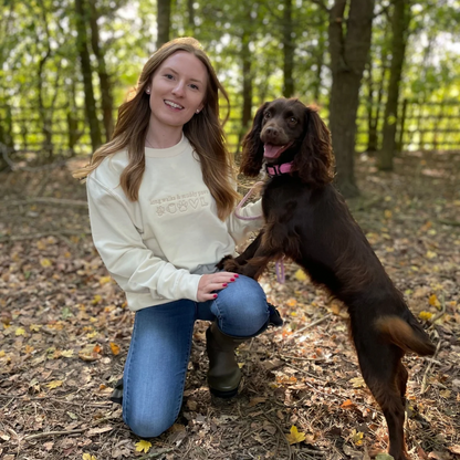 Vanilla Long Walks & Muddy Paws Embroidered Jumper