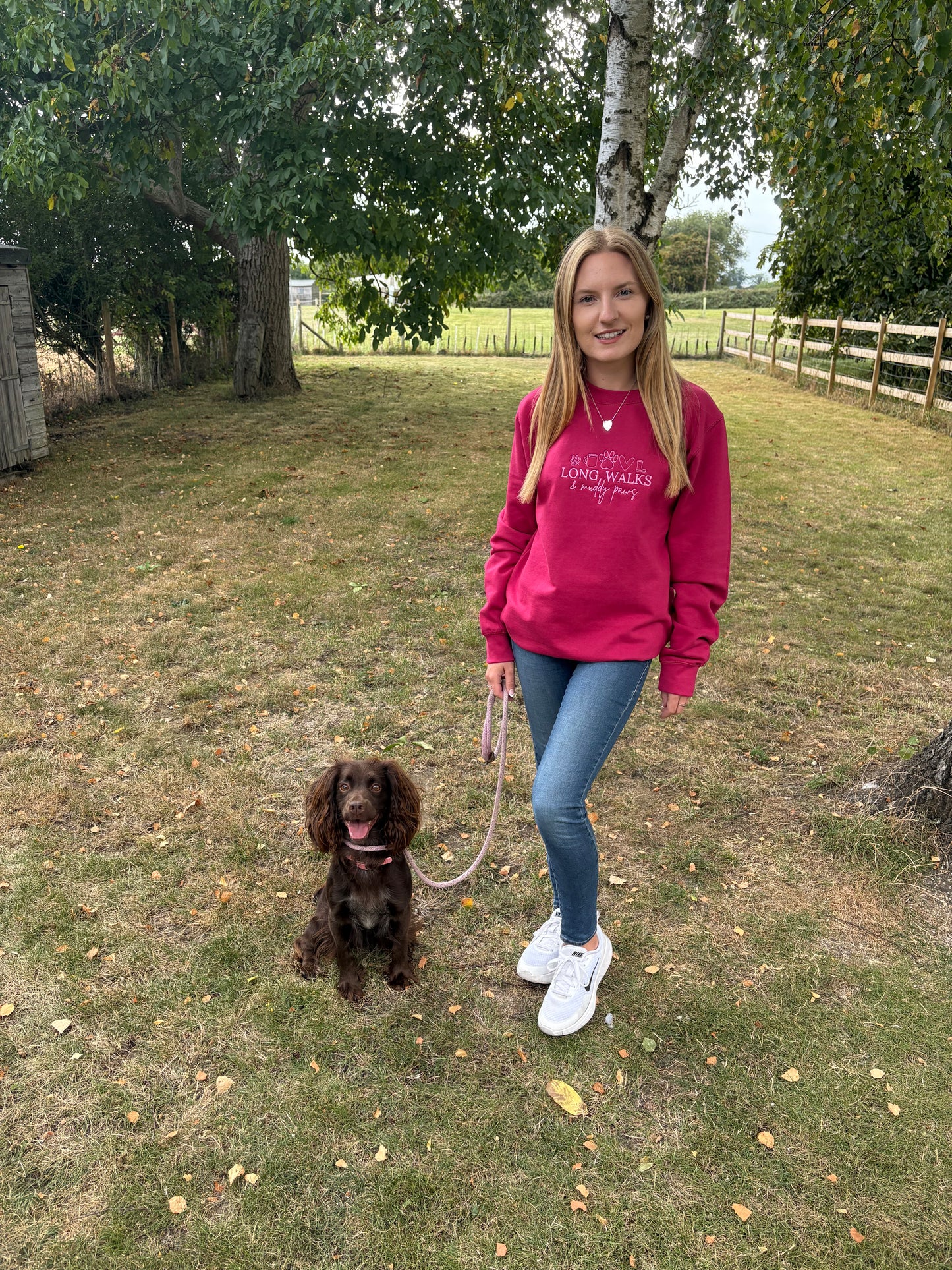 Cranberry Long Walks & Muddy Paws Embroidered Jumper