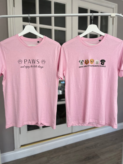 Pink T-Shirt Paws and Enjoy The Little Things