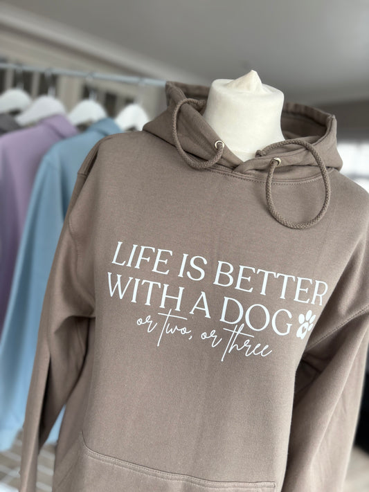 Natural Clay Life is Better With A Dog Printed Hoodie