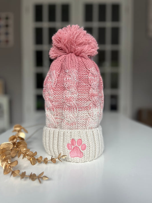 Pink Fleece Lined Bobble Hat