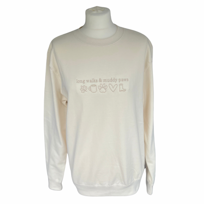 Vanilla Long Walks & Muddy Paws Embroidered Jumper