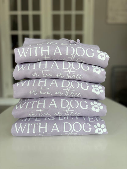 Lilac Life is Better With A Dog Printed Hoodie