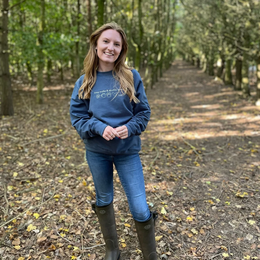 Airforce Blue Long Walks & Muddy Paws Embroidered Jumper