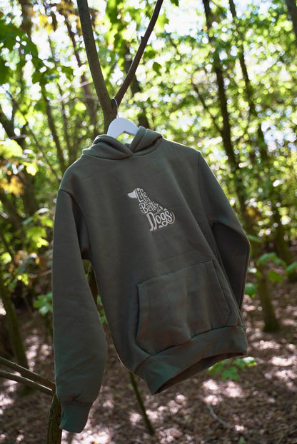 Embroidered Hoodie Earthy Green Life Is Better With Dogs