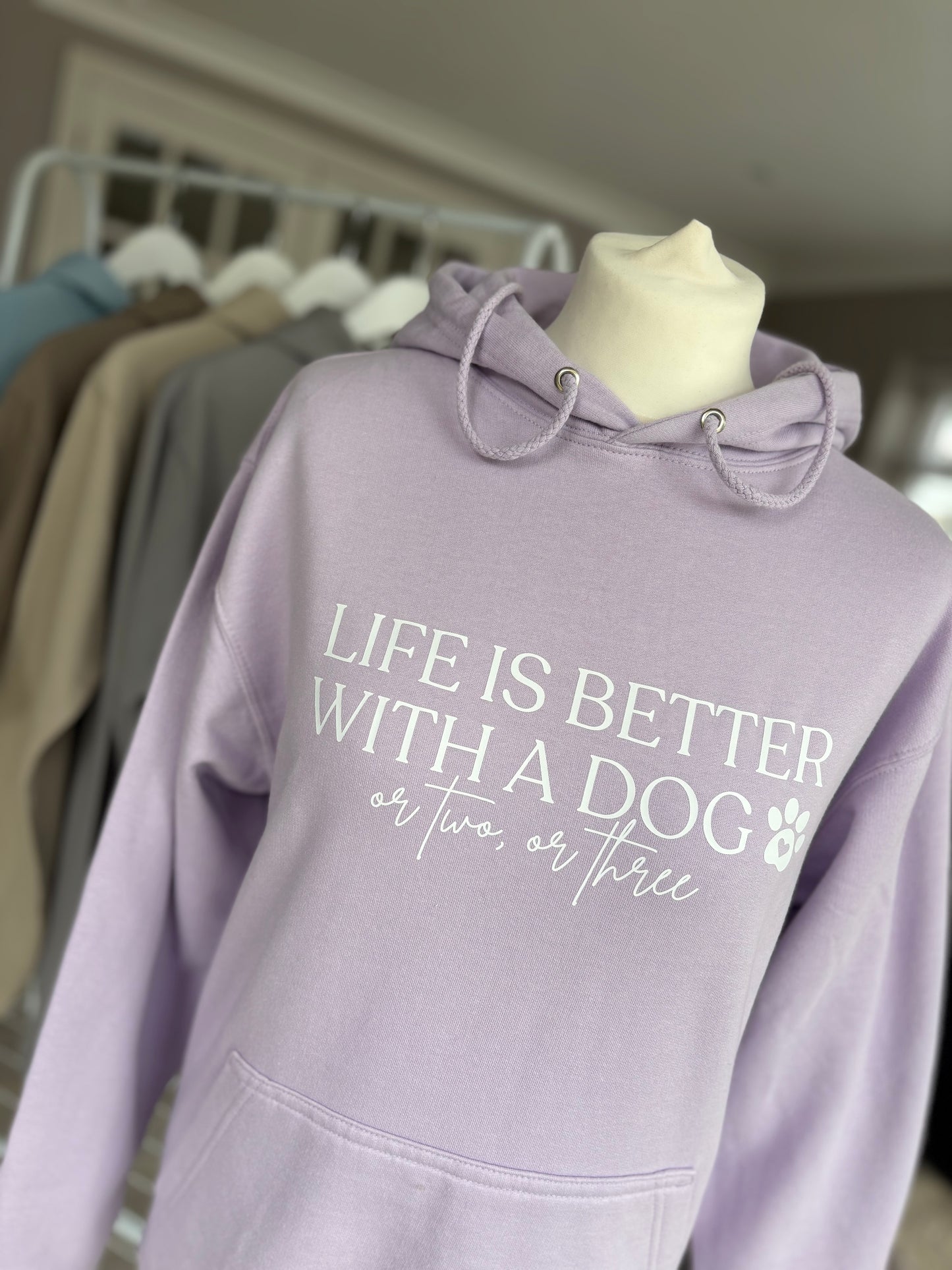 Lilac Life is Better With A Dog Printed Hoodie