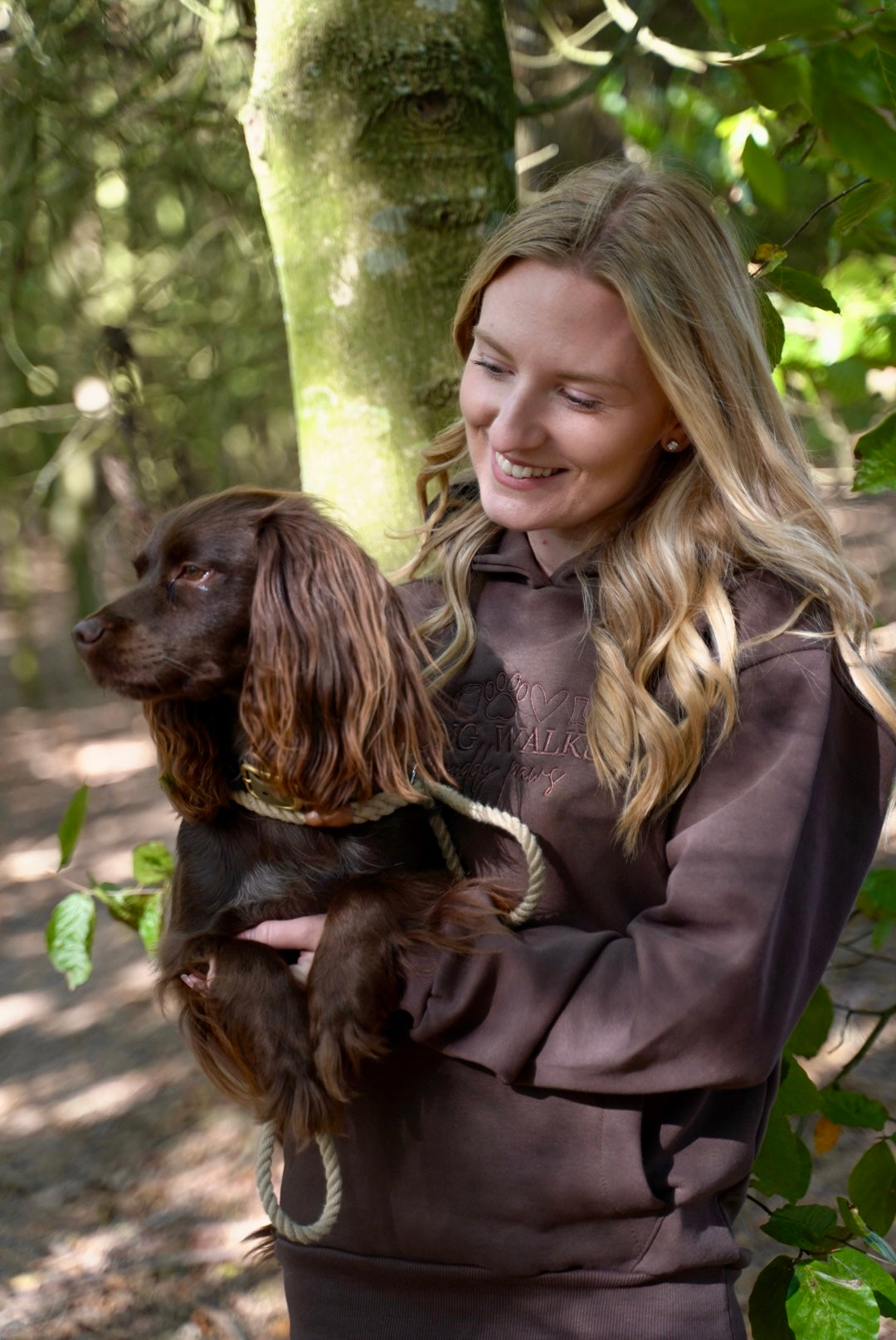 Embroidered Hoodie Chocolate Brown Long Walks & Muddy Paws