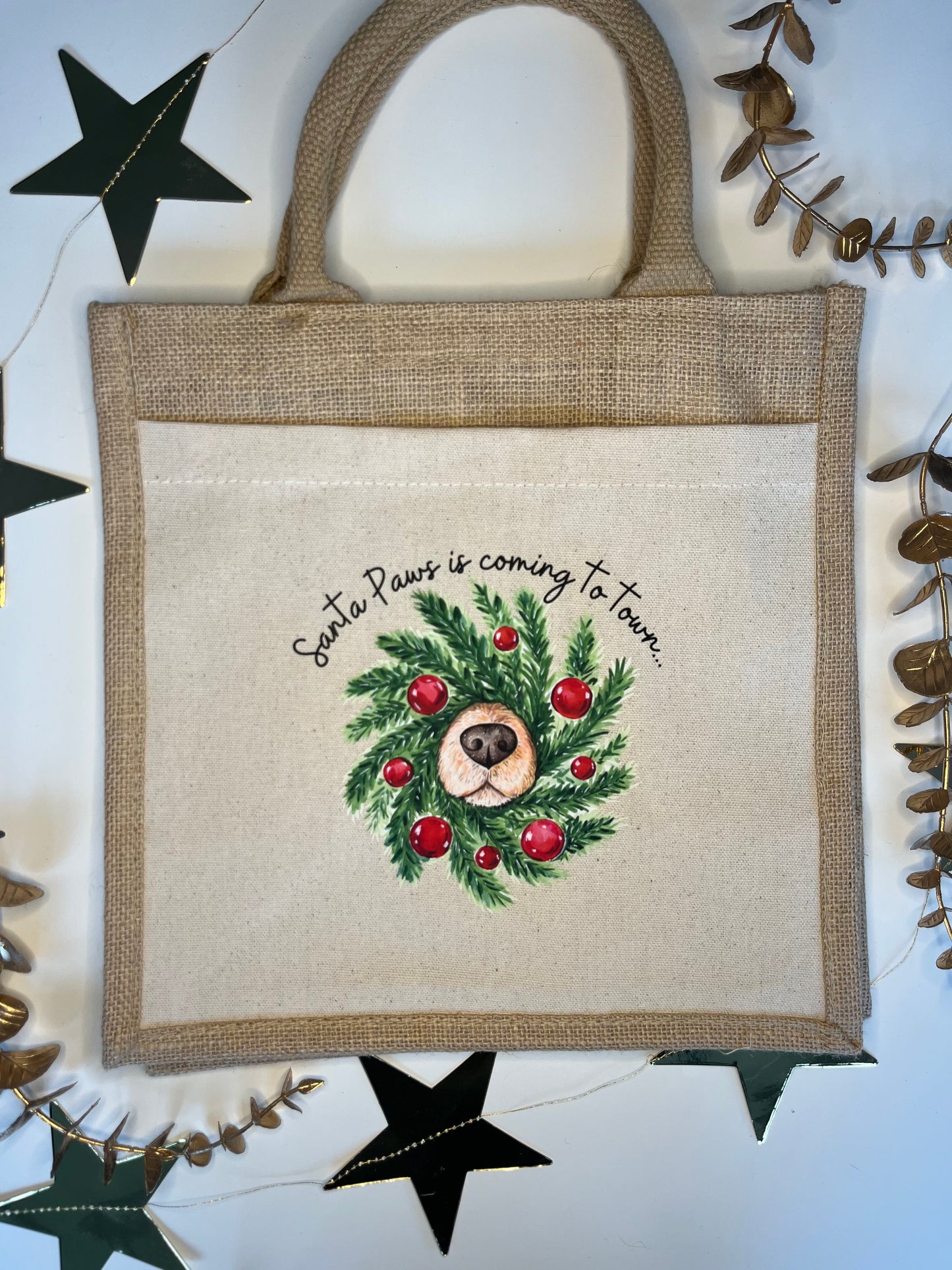 Christmas Wreath Jute Bag