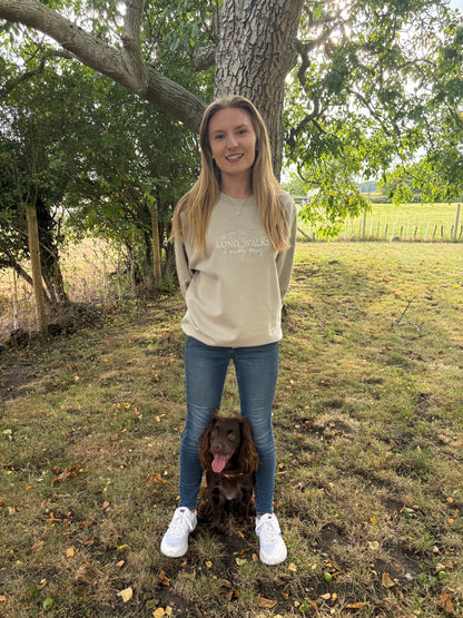 Natural Stone Long Walks & Muddy Paws Embroidered Jumper