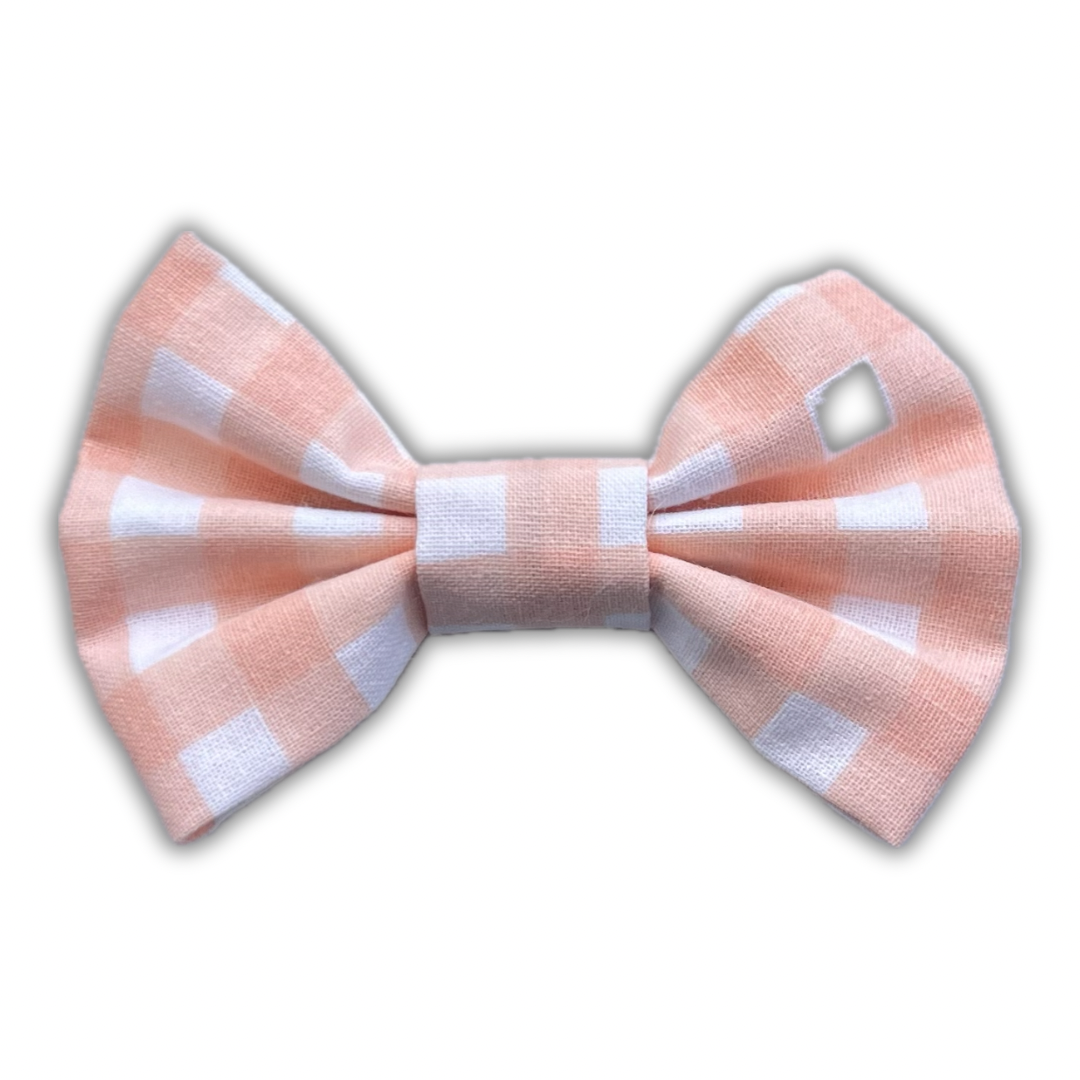 Pinky Peach Checked Bow