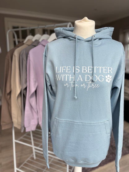 Sky Blue Life is Better With A Dog Printed Hoodie