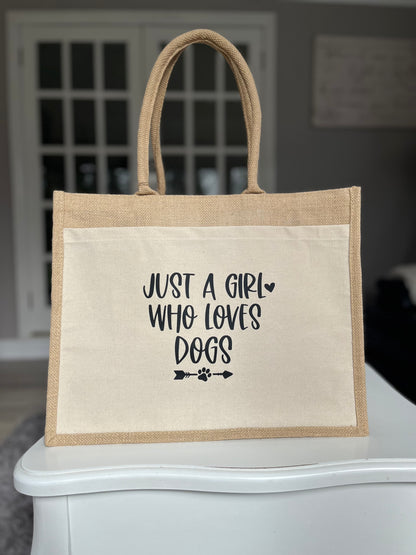 Just a Girl Who Loves Dogs Jute Bag