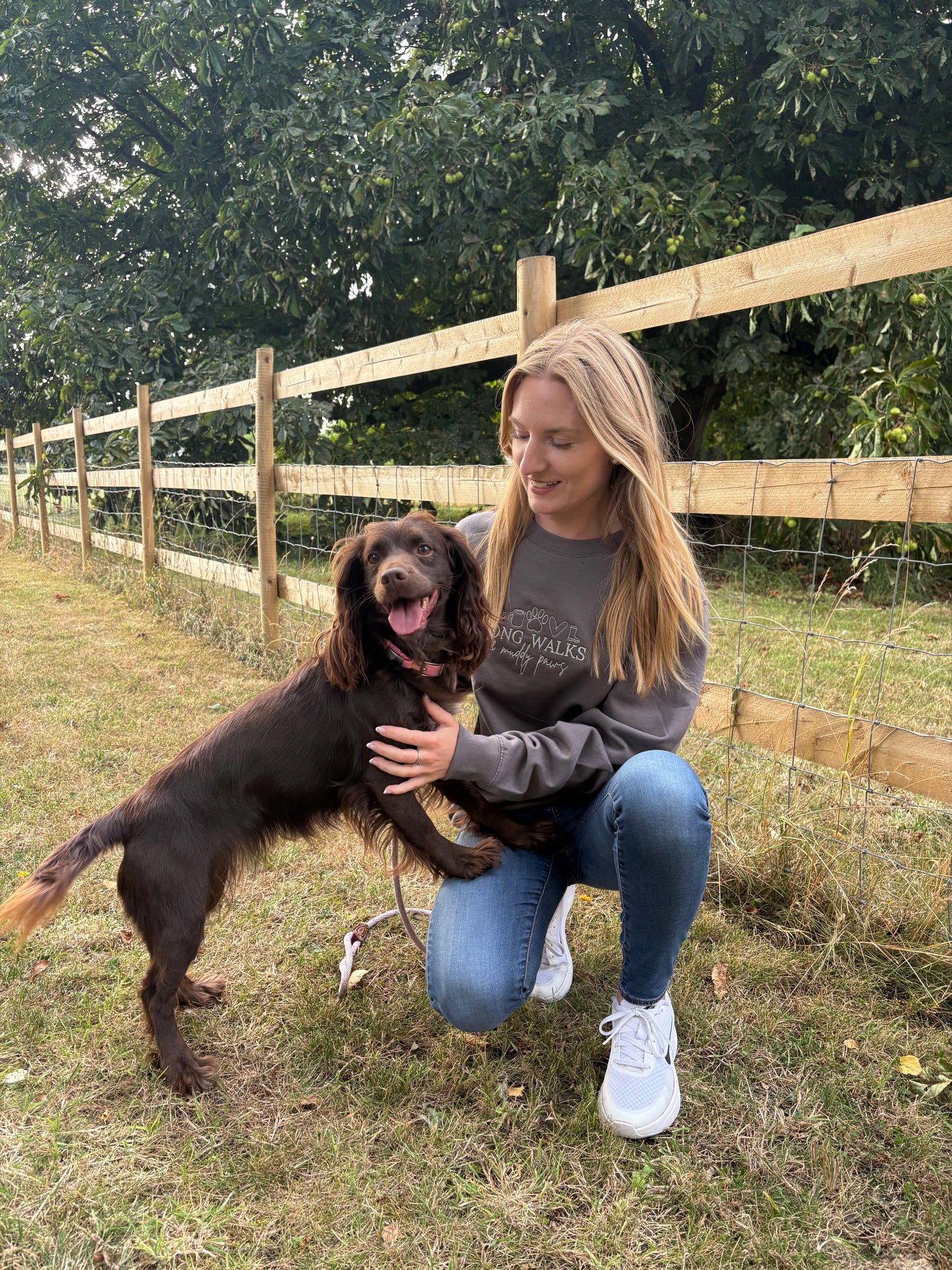 Steel Grey Long Walks & Muddy Paws Embroidered Jumper