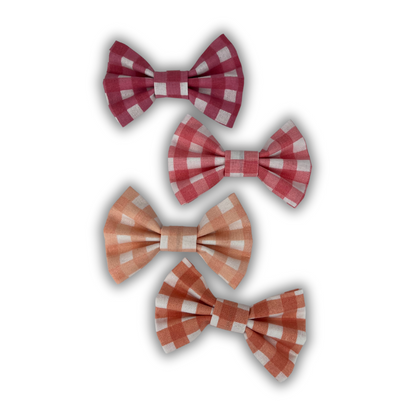 Pinky Peach Checked Bow