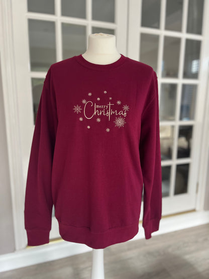 Burgundy Christmas Embroidered Jumper