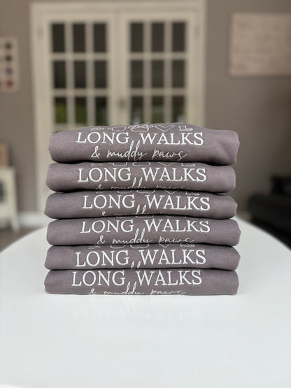 Steel Grey Long Walks & Muddy Paws Embroidered Jumper