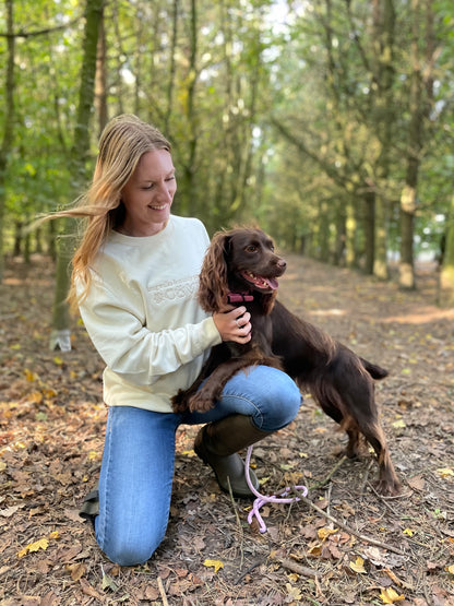 Vanilla Long Walks & Muddy Paws Embroidered Jumper