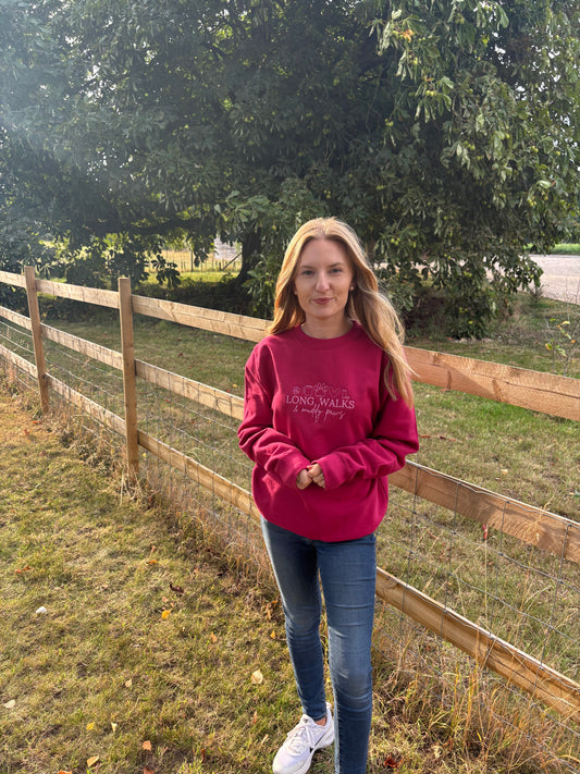 Cranberry Long Walks & Muddy Paws Embroidered Jumper
