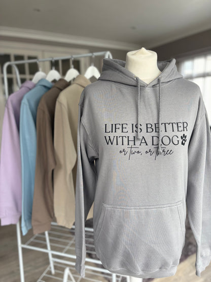 Moondust Grey Life is Better With A Dog Printed Hoodie