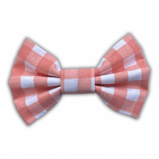 Pinky Peach Checked Bow