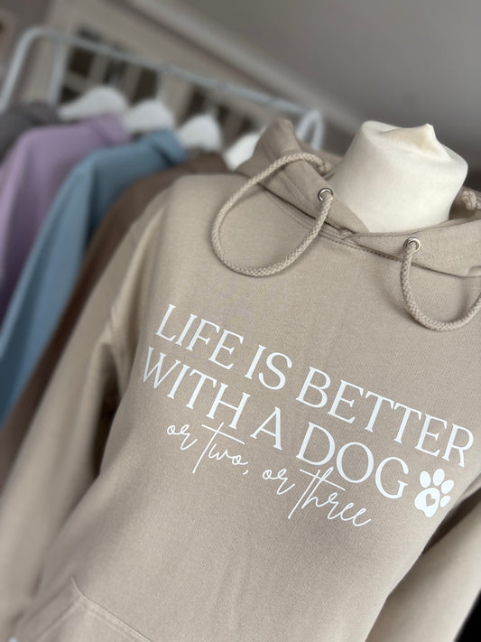 Natural Stone Life is Better With A Dog Printed Hoodie