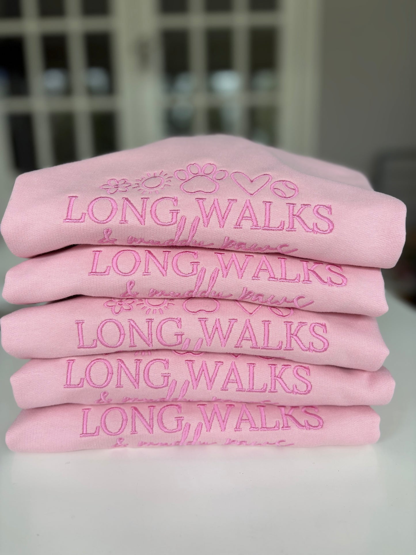 Baby Pink Long Walks & Muddy Paws Embroidered Jumper