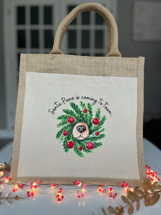 Christmas Wreath Jute Bag