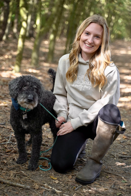 Embroidered Hoodie Natural Stone Long Walks & Muddy Paws
