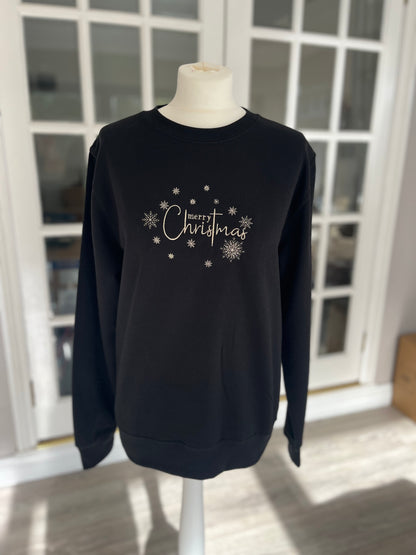 Black Christmas Embroidered Jumper